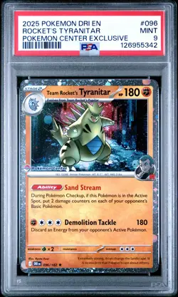 2025 POKEMON DRI EN-DESTINED RIVALS #096 TEAM ROCKET'S TYRANITAR PSA 9 - Image 1