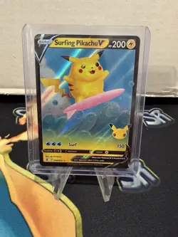 Surfing Pikachu V Celebrations 008/025 Ultra Rare Holo Pokemon TCG LP - Image 1