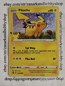 Pokemon Pikachu SWSH039 Cosmo Holo Black Star Promo NM - Image 1