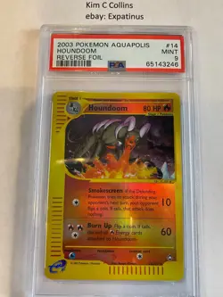 Pokemon 2003 WOTC Aquapolis Houndoom Reverse Holo #14 PSA 9 Mint - Image 1
