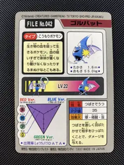 Golbat File No 042 - 1997 Carddass - Pocket Monsters - Vintage Pokemon Card - Image 2