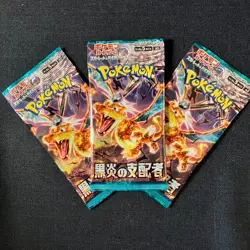 Pokemon Card Scarlet Violet: Ruler of the Black Flame - Sealed 3 Packs Japanese - Image 1