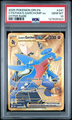 Pokemon TCG Destined Rivals Cynthia's Garchomp EX 241/182 Secret Rare PSA 10 - Image 1