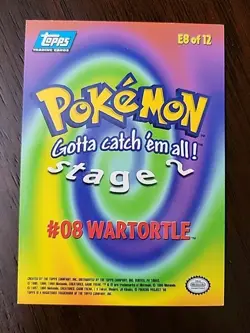 MP! Wartortle E8 of 12 Blue Logo Topps Pokemon 1st Movie 1999 - Image 2