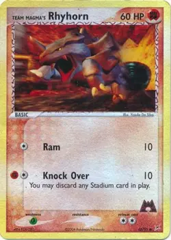 Moderately Played Team Magma's Rhyhorn - 68/95 - Common - Reverse Holo Pokemon T - Image 1