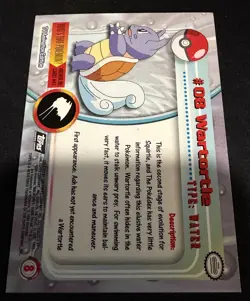 Wartortle #08 - Holo Foil - Black Logo - 1999 Topps Pokemon Card - Image 2