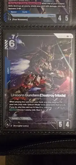 Unicorn Gundam (Destroy Mode) LR+ ALT ART FOIL Gundam CARD Game NEWTYPE RISING - Image 1