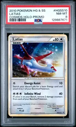 2010 POKEMON HEARTGOLD & SOULSILVER PROMO COSMOS HOLO #HGSS10 LATIAS PSA 8 - Image 1