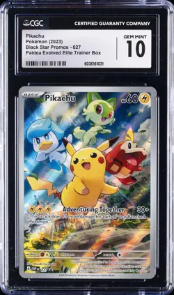 2023 POKEMON SVP EN-SV BLACK STAR PROMO #027 PIKACHU CGC 10 GEM MINT - Image 1