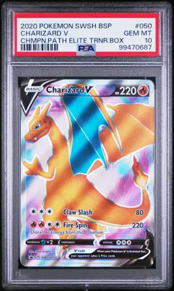 2020 POKEMON SWSH BLACK STAR PROMO #050 CHARIZARD V PSA 10 - Image 1