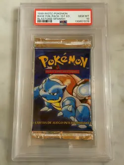 1999 Pokemon Base Set Booster Pack 1st Edition Spanish Blastoise PSA 10 GEM MINT - Image 1