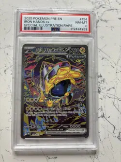 Pokemon 2025 Pre-EN Special Illustration Rare #154 Iron Hands EX PSA 8 - Image 1