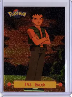 Pokemon Topps TV Brock TV4 Holo Foil Sandpaper Black Logo - Image 1