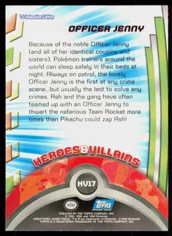 2000 Topps Pokemon TV Animation Series 3 Heroes & Villains Officer Jenny #HV17 - Image 2