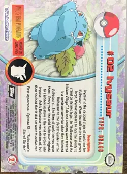 1999 Topps Pokemon TV Animation Edition Series Black Label Ivysuar #02 Holo - Image 2