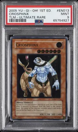 2005 YU-GI-OH! TLM-THE LOST MILLENNIUM 1ST ED-ULTIMATE RARE CRIOSPHINX PSA 9 - Image 1