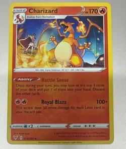 POKEMON TCG CHARIZARD 025/185 VIVID VOLTAGE REV HOLO MINT FROM PACK TO SLEEVE - Image 1