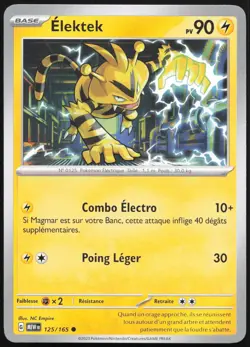 Carte Pokemon Elektek 125/165 151 Francais - Image 1