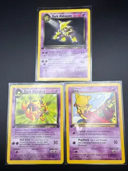Pokemon 1st Edition Team Rocket Dark Alakazam Evolution Set 18/82, 39/82 & 49/82 - Image 1