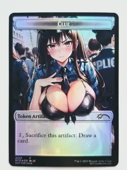 Waifu style Clue Token 02 Foil-Altered Art Custom MTG Token Artifact - Image 1