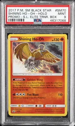 2017 POKEMON SM BLACK STAR PROMO #SM70 SHINING HO-OH-HOLO PSA 9 - Image 1