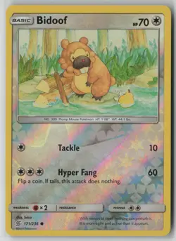 Bidoof 171/236 Pokemon Unified Minds Reverse Holo Near Mint 2 - Image 1