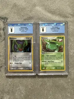 Rayquaza & Venusaur Pokemon Cards CGC Graded 8 Set - Image 1