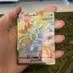 Sylveon VMAX 211/203 Rainbow Secret Rare Full Art Evolving Skies Pokemon Card - Image 3