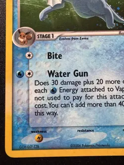 Vaporeon 6/17 POP Series 3 Promo Pokemon Card Holo Foil Rare Swirl Near Mint - Image 5