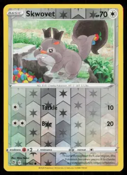 Skwovet #151/192 Reverse Holo 2020 Pokemon Rebel Clash LP - Image 1