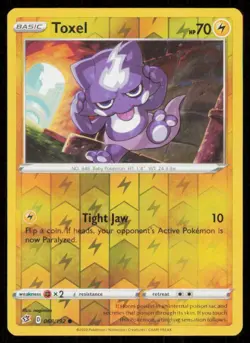 Toxel #068/192 Reverse Holo 2020 Pokemon Rebel Clash LP - Image 1