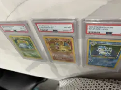 1999 Pokemon Base Set Unlimited "Big Three" Charizard Blastoise & Venusaur PSA 8 - Image 2