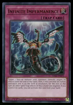 Yugioh! Infinite Impermanence (UR) RA01-EN075 Ultra Rare 1st Ed - Image 1