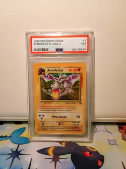 1999 Pokemon TCG Aerodactyl Holo Base Set Fossil Card 1/62 Psa 7 - Image 1