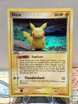 Pokemon TCG Ditto Holo Stamp Pikachu EX Delta Species 63/113 - Image 1