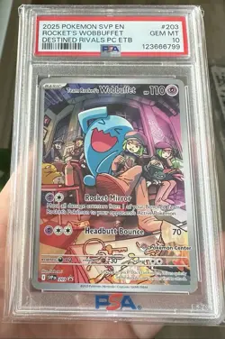 2025 Pokemon Destined Rivals Pokemon Center ETB Team Rocket's Wobbuffet PSA 10 - Image 1