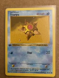 Pokemon TCG Staryu Base Set 65/102 1st Edition Never Played Near Mint - Image 1