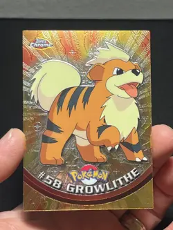 Growlithe 2000 Topps Chrome Pokemon T.V. Animation #58 - Image 1