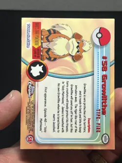 Growlithe 2000 Topps Chrome Pokemon T.V. Animation #58 - Image 3