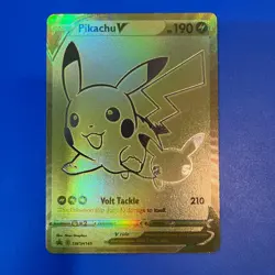 Pokemon TCG Pikachu V Gold 25th Anniversary Promo SWSH145 English Holo Single Ja - Image 1