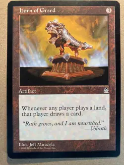 MTG 1x Horn of Greed Stronghold Legacy Magic the Gathering Card x1 LP - Image 1