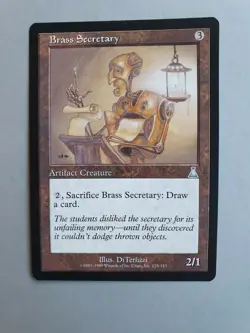 Brass Secretary, MTG Urza's Destiny (1999) Uncommon Artifact VNM - Image 1