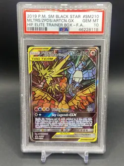 2019 POKEMON SM BLACK STAR PROMO FULL ART/MOLTRES & ZAPDOS & ARTICUNO GX PSA 10 - Image 1