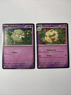 Cottonee 018 & Whimsicott 019 Cosmos Holo Black Star Promo MEP Phantasmal Flames - Image 1