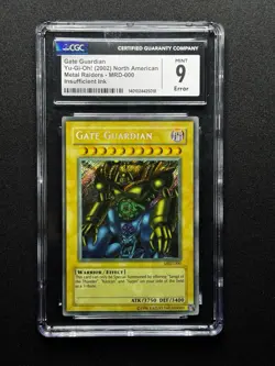CGC 9 Yugioh Gate Guardian MRD-000 Metal Raiders Secret Unlimited FADED ERROR! - Image 1