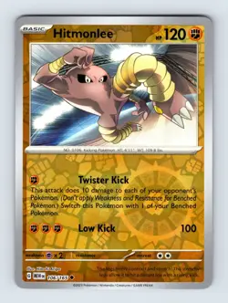 Hitmonlee SV: Scarlet & Violet 151 Uncommon Reverse Holo 106/165 Pokemon Cards - Image 1