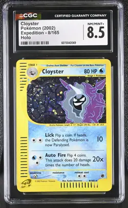 CGC 8.5 Cloyster 2002 Expedition 8/165 Holo SWIRL Pokemon Card - Image 1