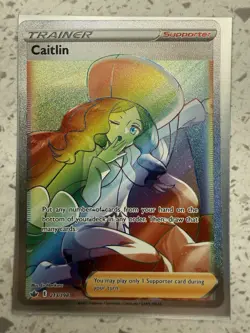 Caitlin 213/198 SWSH Chilling Reign Rainbow Secret Rare Card Near Mint Condition - Image 1