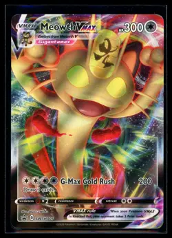 2020 Sword & Shield Promos Meowth VMAX #SWSH005 Full Art Holo Pokemon Card - Image 1