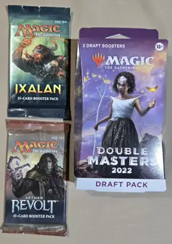 MTG Double Masters 3 Pack Draft Pack Booster Box Set Factory Sealed + 2 vintage 195166196435 - Image 1